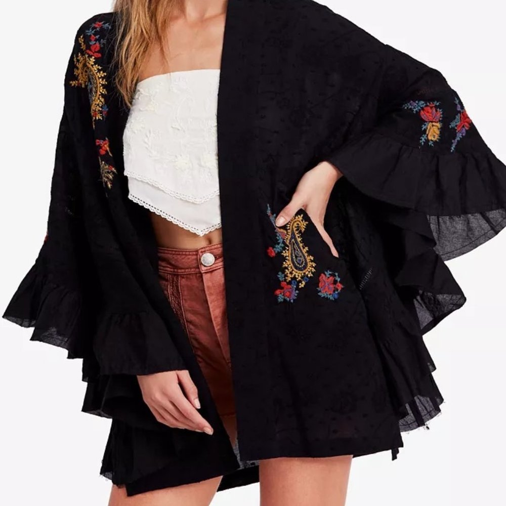 Free People Kimono - Black - Size M/L